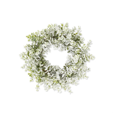 Snowy Flocked Eucalyptus Candle Ring