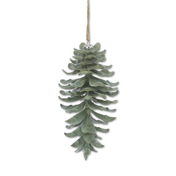 Sage Glittered Shatterproof Pinecone Ornament