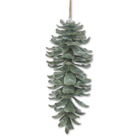 Sage Glittered Shatterproof Pinecone Ornament