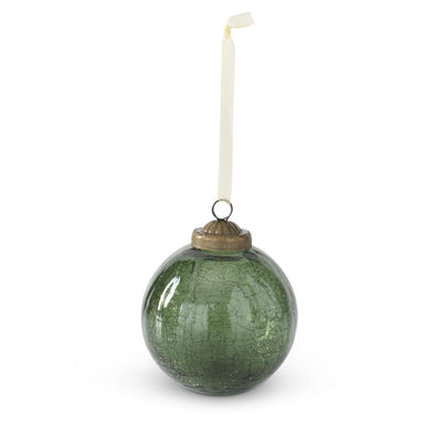 Transparent Crackled Green Crackled Glass Ornament