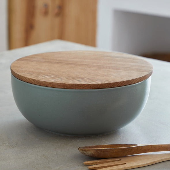 Pacifica Serving Bowl with Oak Wood Lid