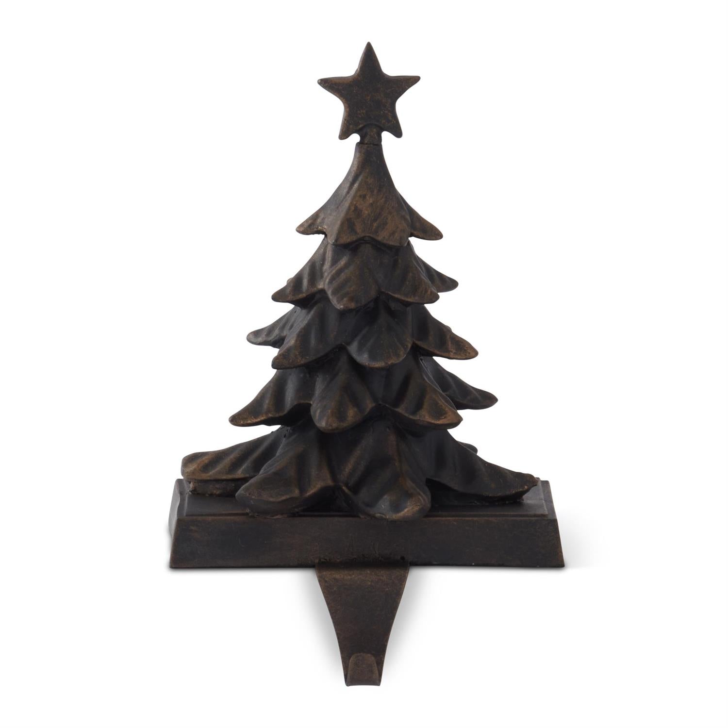 Resin Bronze Christmas Tree Stocking Holder
