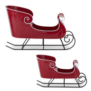 Red Metal Sleighs w/White Trim & Black Rails