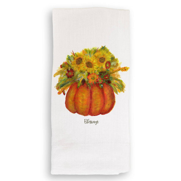 Pumpkin with Fall Flowers Guest Towel