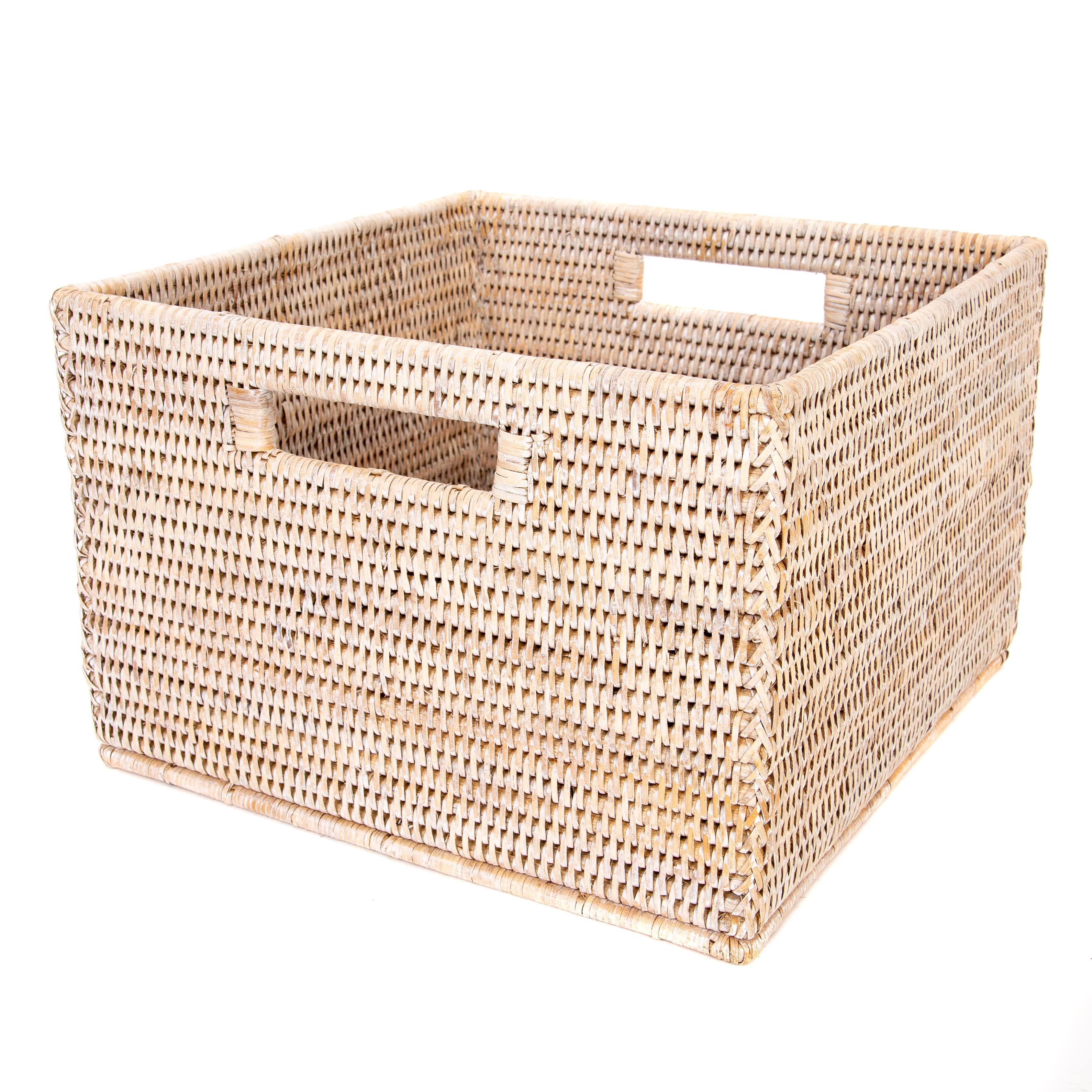 Artifacts Rattan™ Square Storage Basket With Handles: Honey Brown
