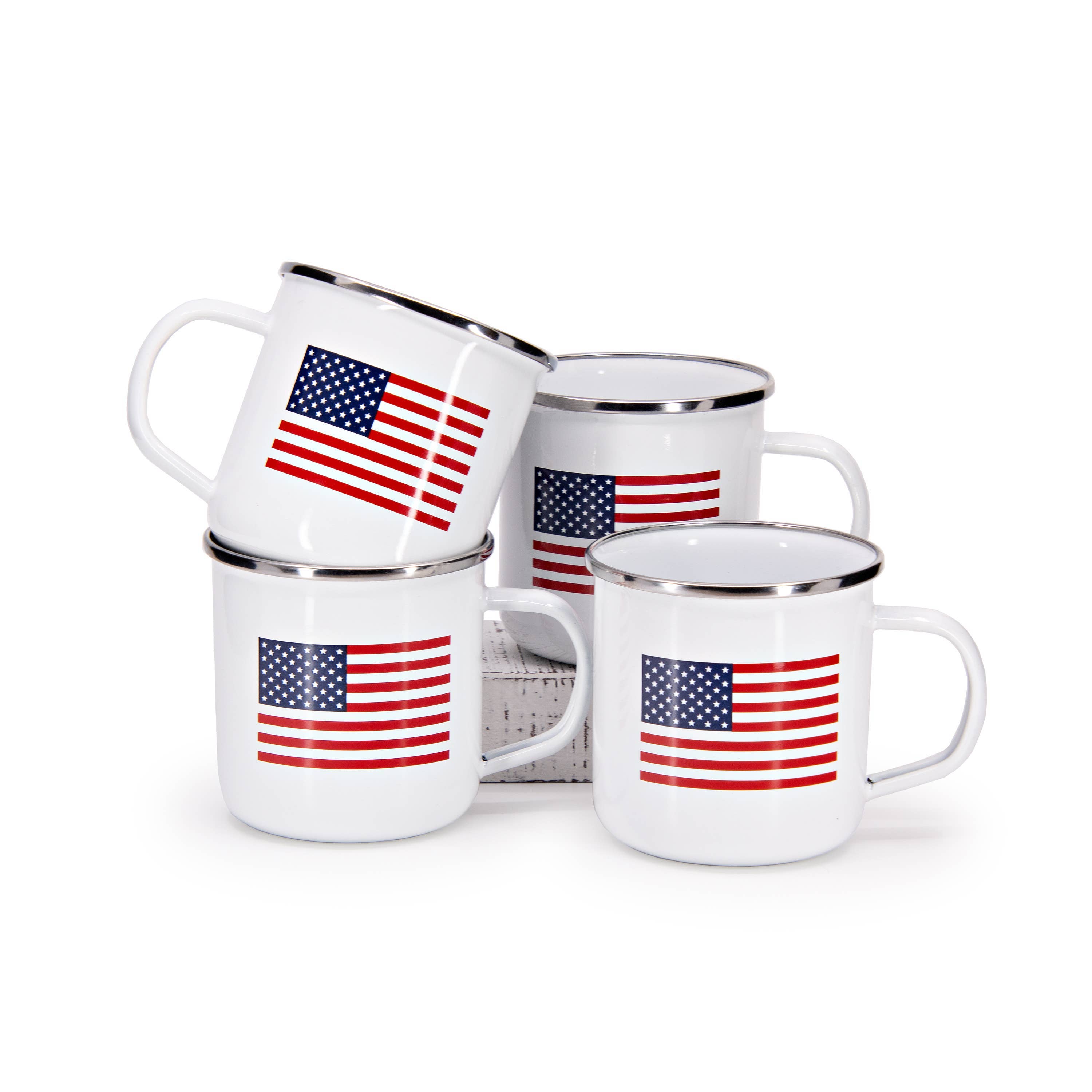 Enamelware US Flag Adult Mugs