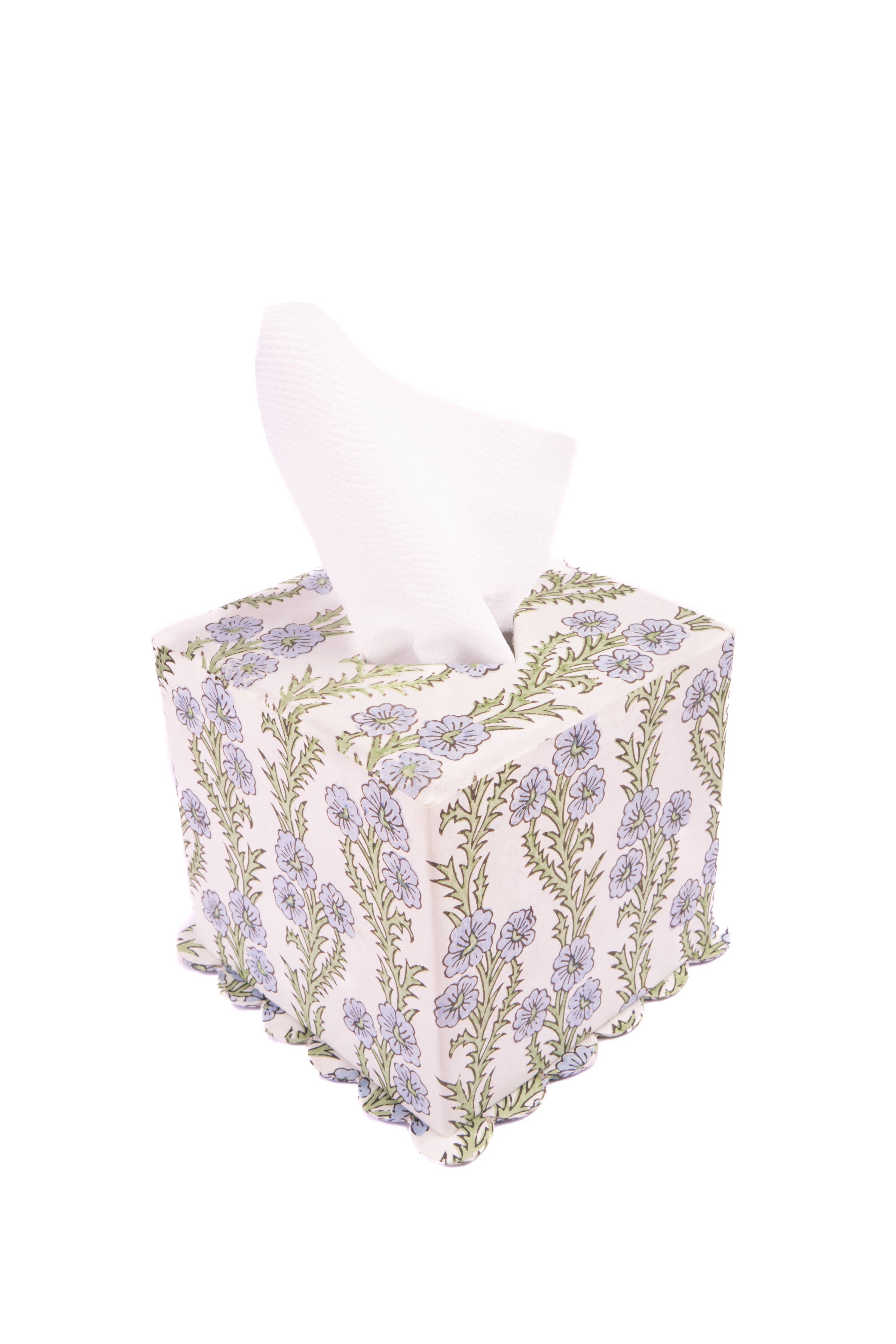 Forget-Me-Not Blockprint Scallop Tissue Box Cover – Elizabeth Lamont
