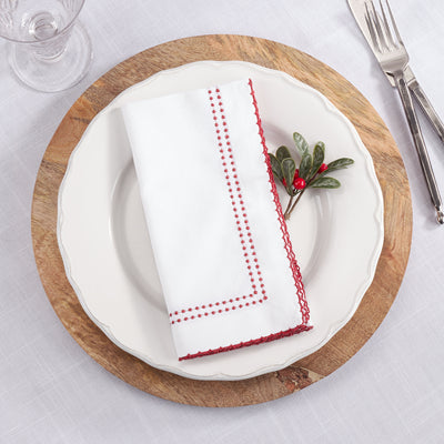 Red Embroidered Border Napkin