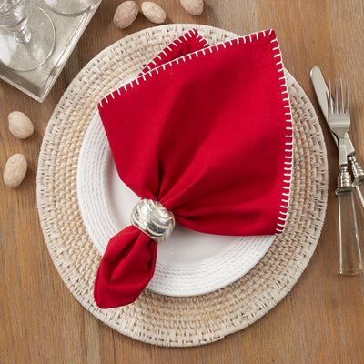 Red Whip Stitched Design Napkin