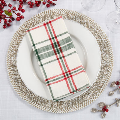 White & Green Plaid Napkin