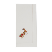 Embroidered Reindeer Hemstitch Napkin