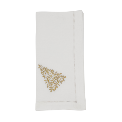 Embroidered Pine Tree Hemstitch Napkin