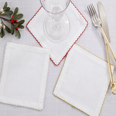 Red Whip Stitched Coaktail Napkin