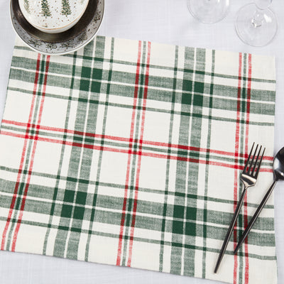 White & Green Plaid Placemat