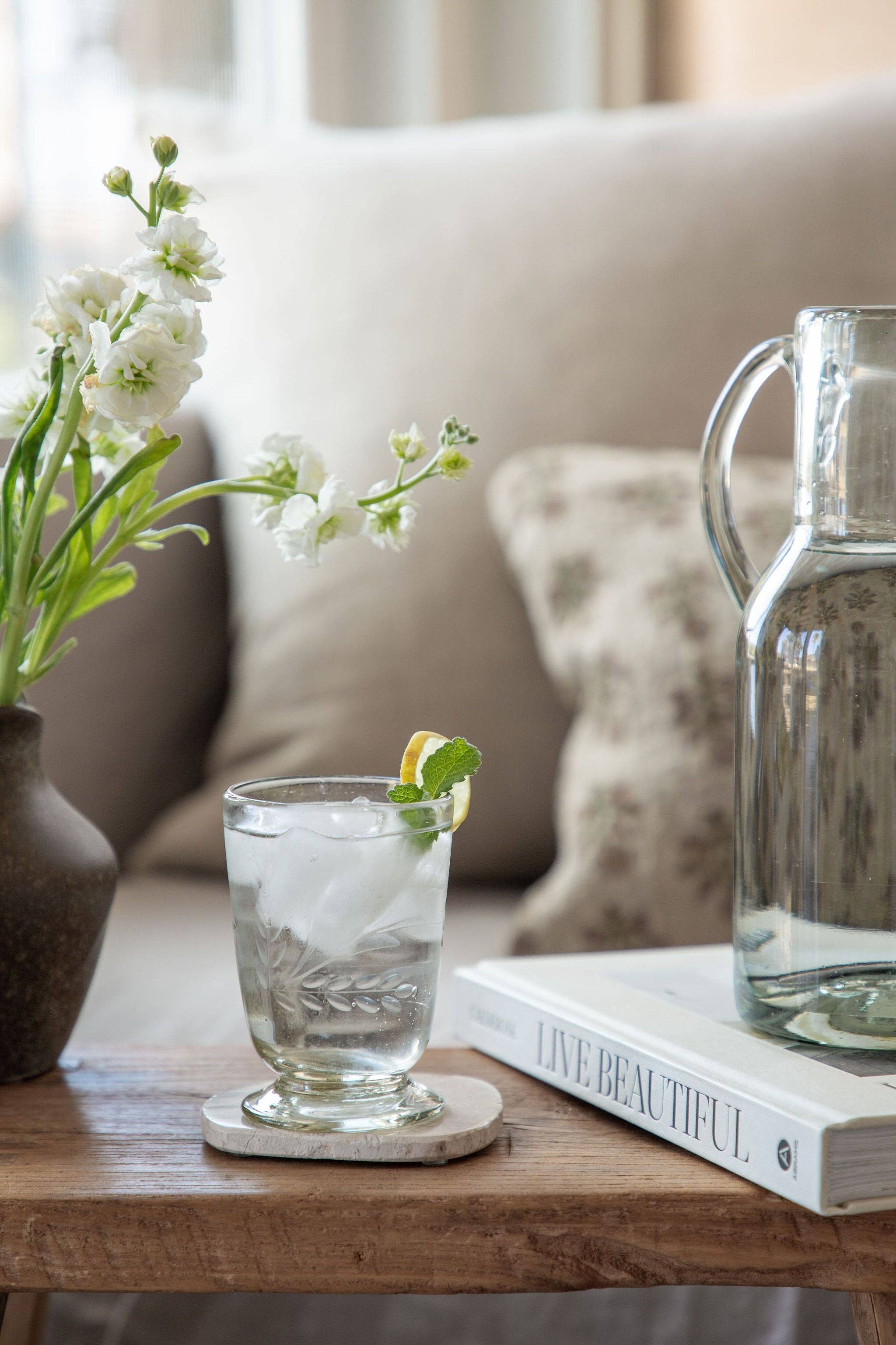 Hand-etched Blown Footed Glass: Wine Glass