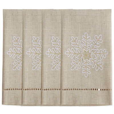 Embroidered and Hemstitched Snowflake Guest Towel