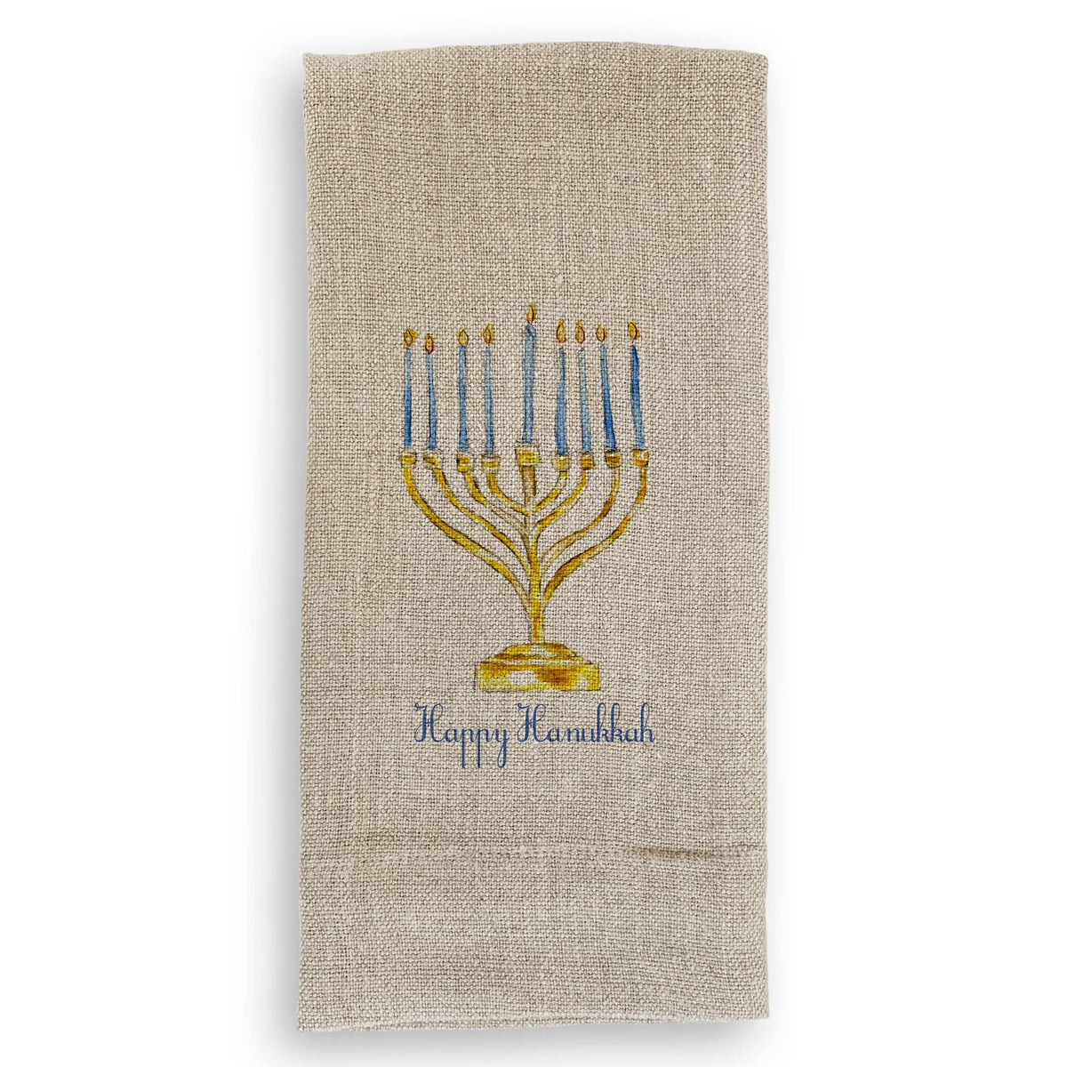 Menorah with Happy Hanukkah: White Square Pillow / Remove Words / -
