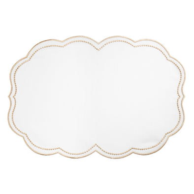 Embroidered Polka Dot Scalloped Border Placemat