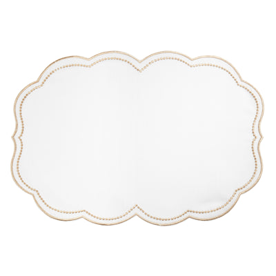 Embroidered Polka Dot Scalloped Border Placemat