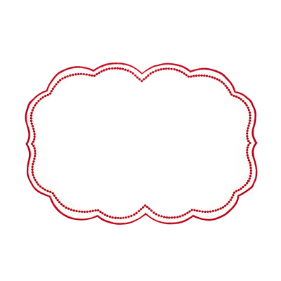 Embroidered Polka Dot Scalloped Border Placemat