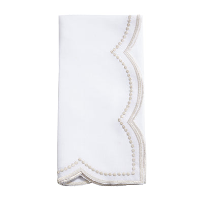 Embroidered Polka Dot Scalloped Border Napkin