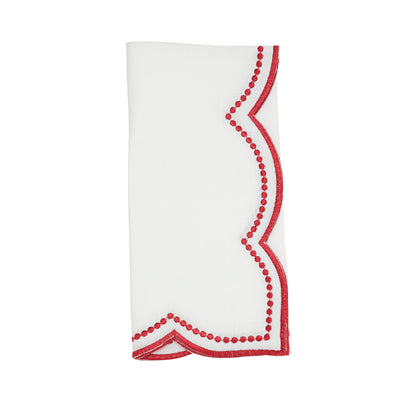 Embroidered Polka Dot Scalloped Border Napkin