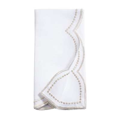 Embroidered Polka Dot Scalloped Border Napkin
