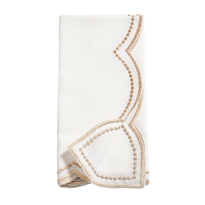 Embroidered Polka Dot Scalloped Border Napkin