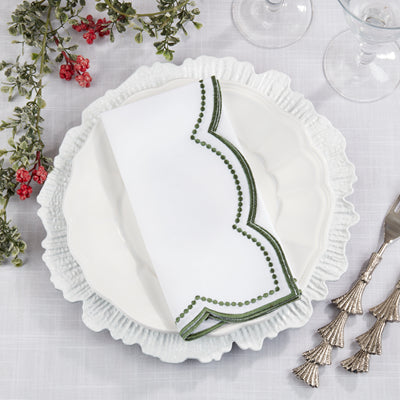 Embroidered Polka Dot Scalloped Border Napkin