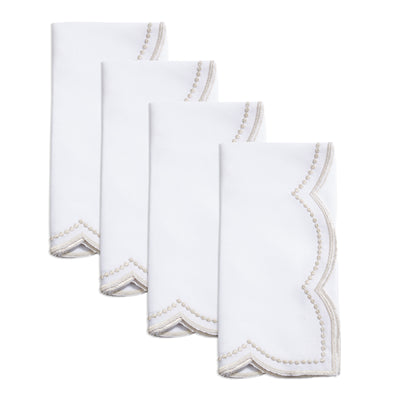 Embroidered Polka Dot Scalloped Border Napkin