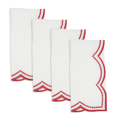 Embroidered Polka Dot Scalloped Border Napkin