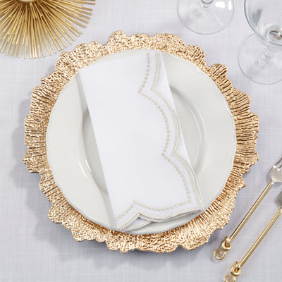 Embroidered Polka Dot Scalloped Border Napkin