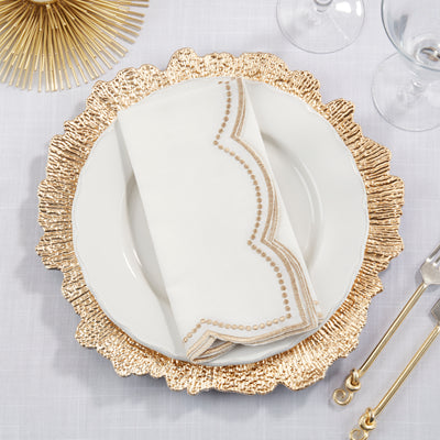 Embroidered Polka Dot Scalloped Border Napkin