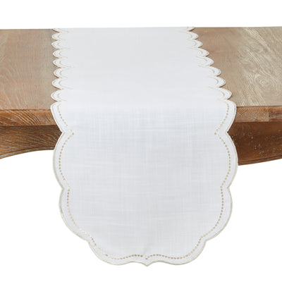 Embroidered Polka Dot Scalloped Border Runner