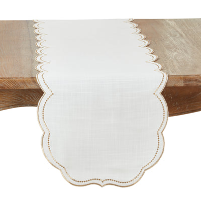 Embroidered Polka Dot Scalloped Border Runner