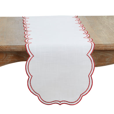 Embroidered Polka Dot Scalloped Border Runner