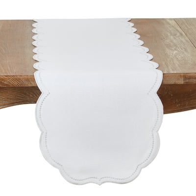 Embroidered Polka Dot Scalloped Border Runner