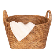 Artifacts Rattan™ Saboga Home Round Basket with Hoop Handles: Honey Brown