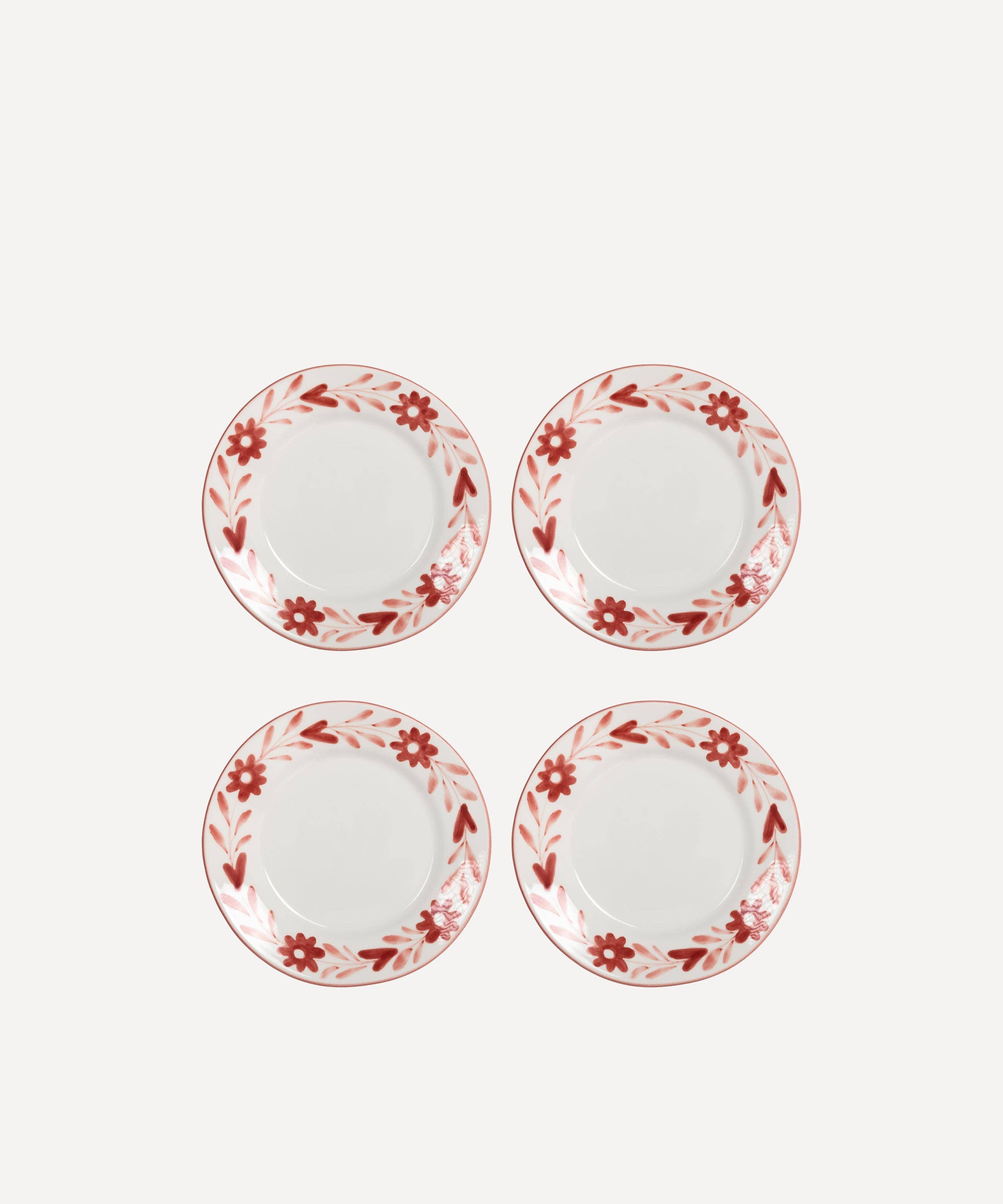 Red Flowers Dessert Plate