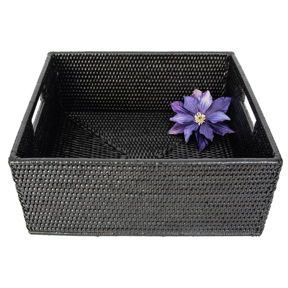 Artifacts Rattan™ Rectangular Basket with Cutout Handles: Honey Brown