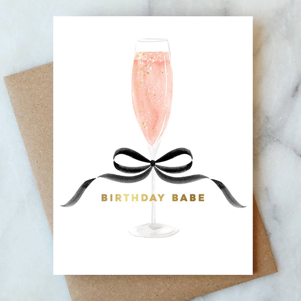 Bow Birthday Rosé Babe Greeting Card Greeting & Note Cards Abigail Jayne Design   