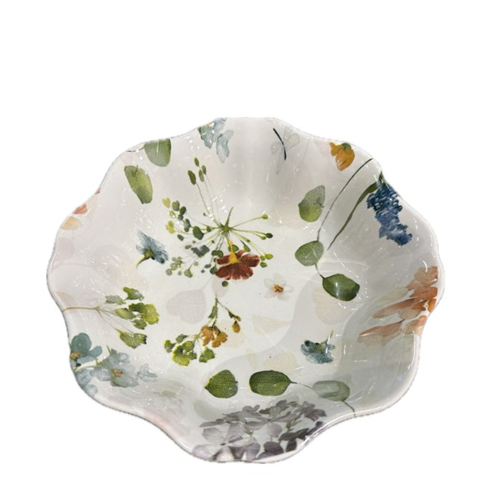 Botanical Scalloped Pasta Bowl