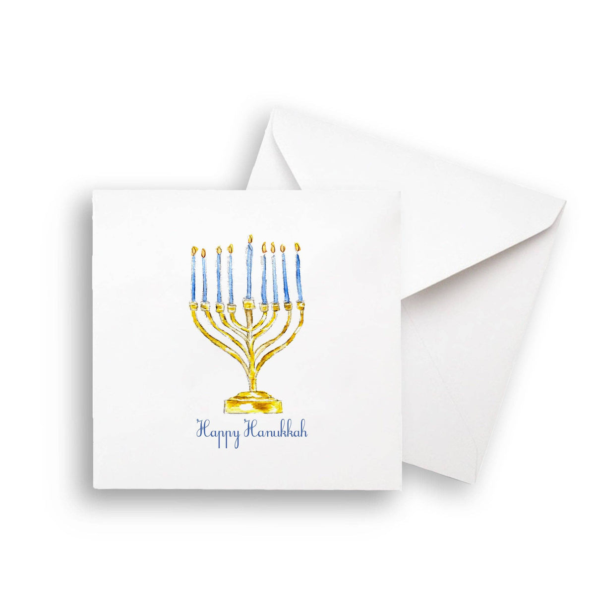 Menorah with Happy Hanukkah: White Square Pillow / Remove Words / -
