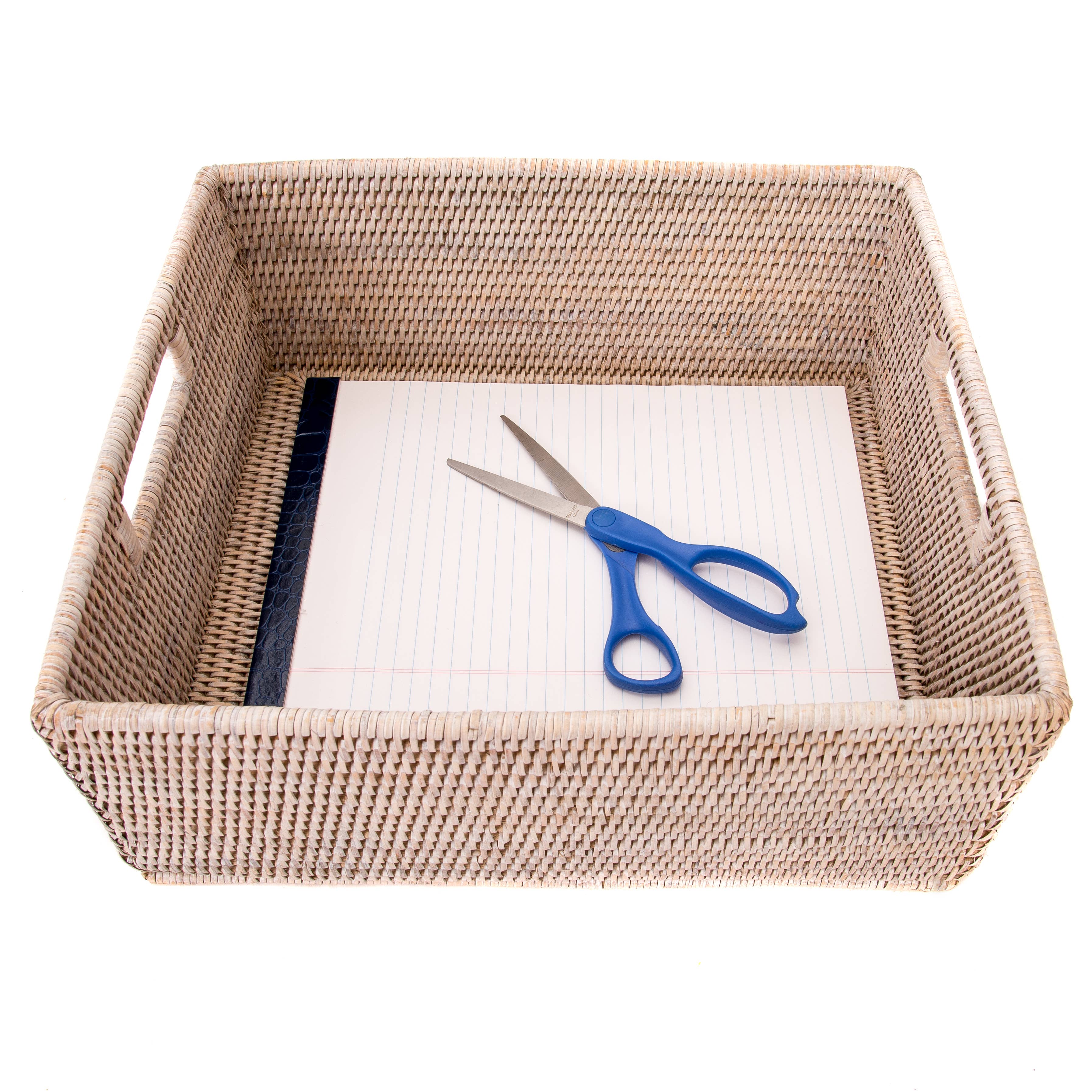 Artifacts Rattan™ Rectangular Basket with Cutout Handles: Honey Brown