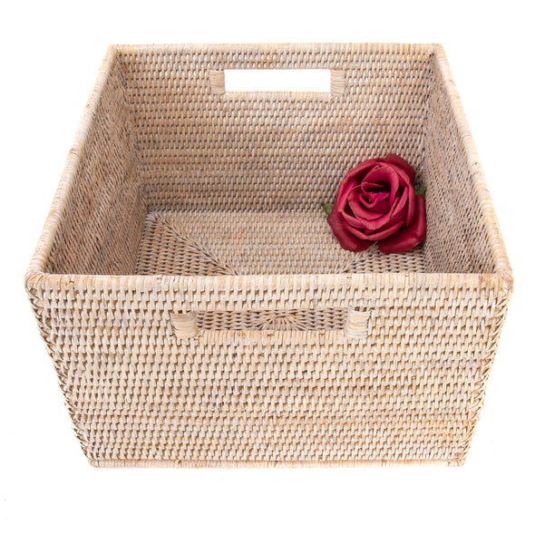 Artifacts Rattan™ Square Storage Basket With Handles: Honey Brown