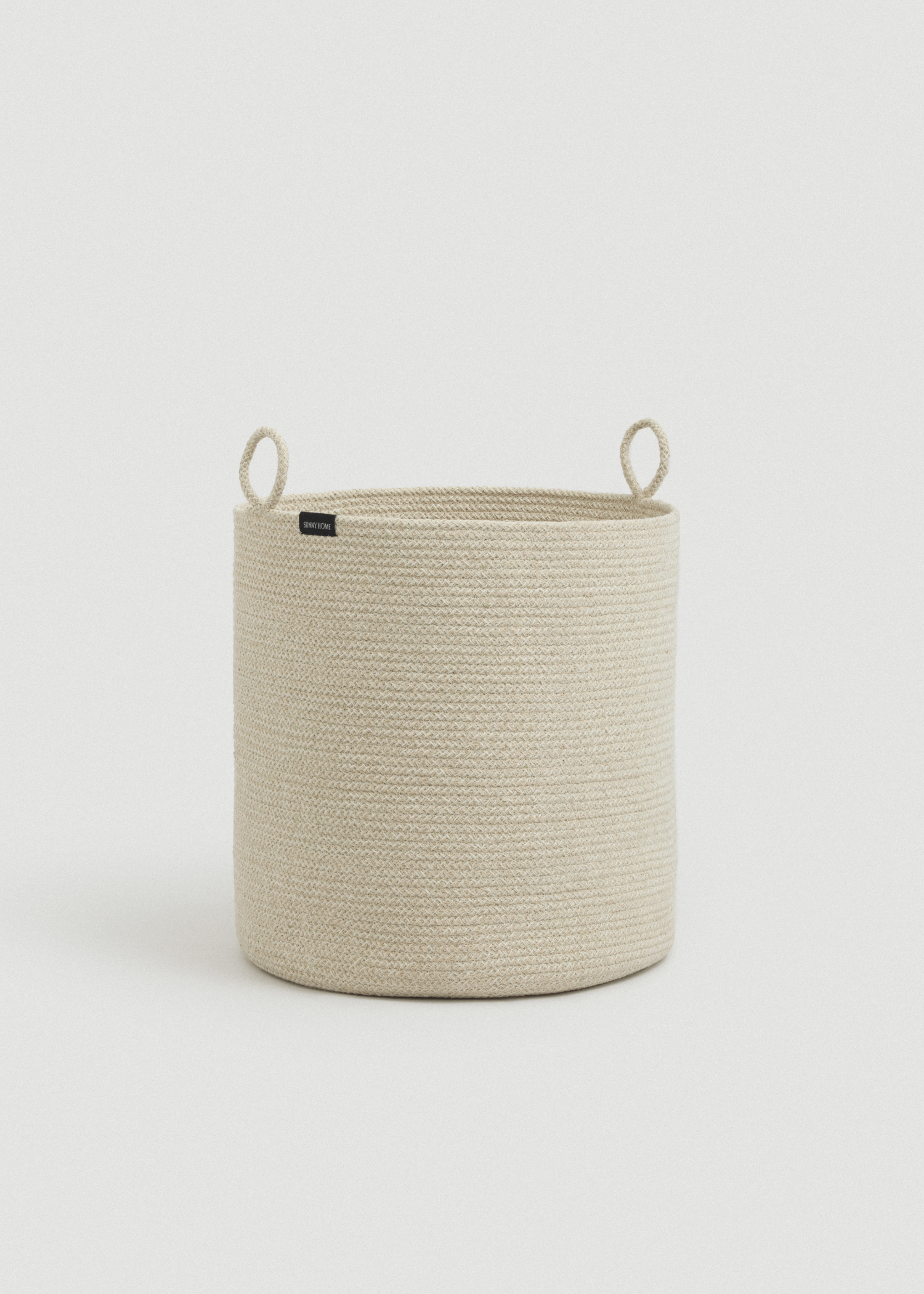 Woven Cotton Rope Storage Basket with Handles | Loops Large: Green Melange