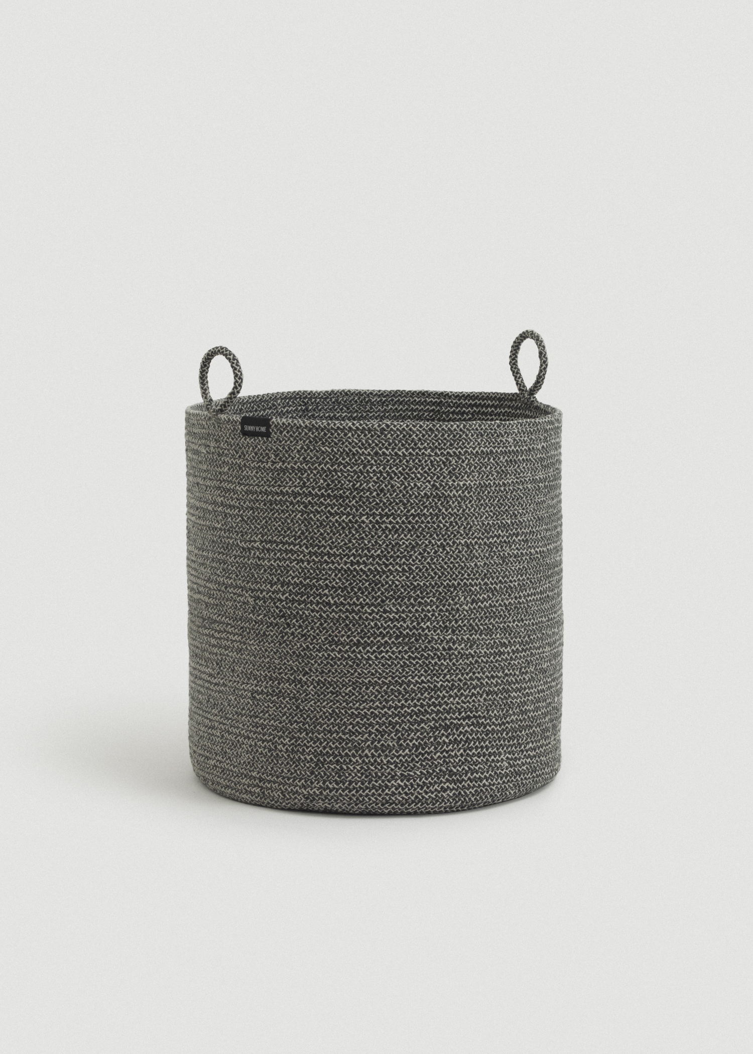 Woven Cotton Rope Storage Basket with Handles | Loops Large: Green Melange