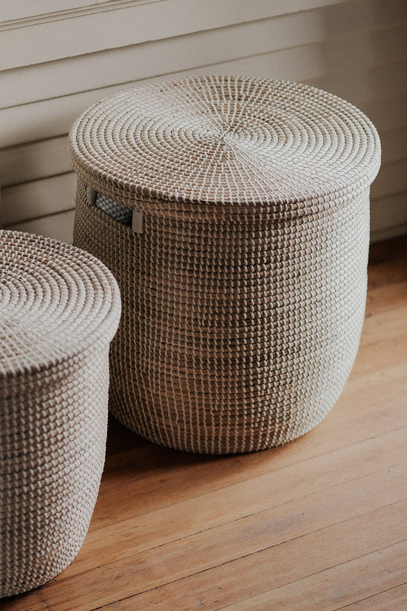 Seagrass Storage Basket with Lid | Medina Flat Lid Large
