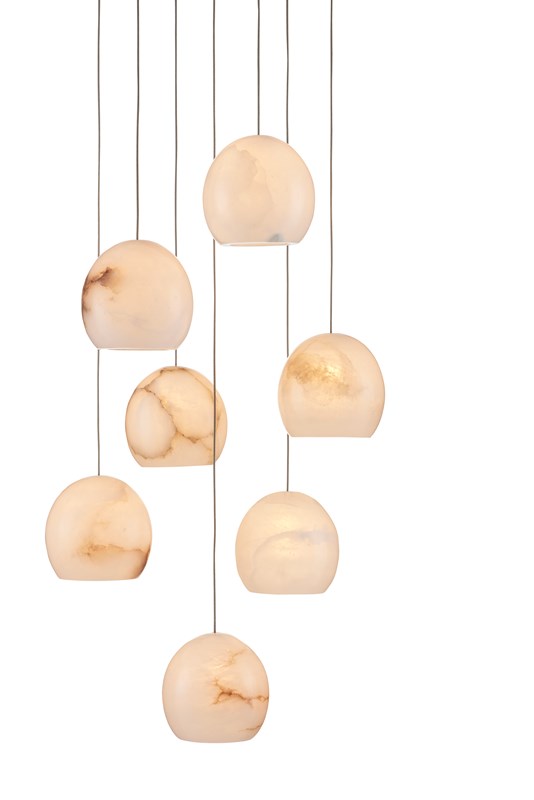 Lazio Multi-Drop Pendant Lighting Currey & Co 7-Light Round  