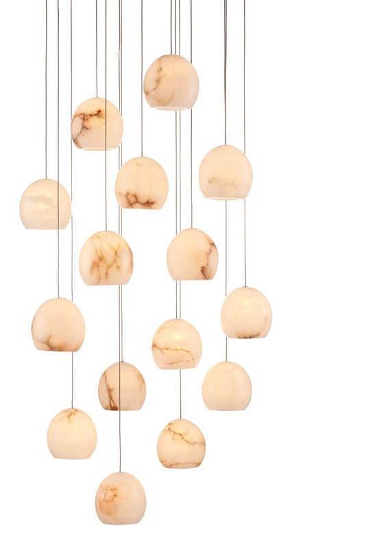 Lazio Multi-Drop Pendant Lighting Currey & Co 15-Light Round  